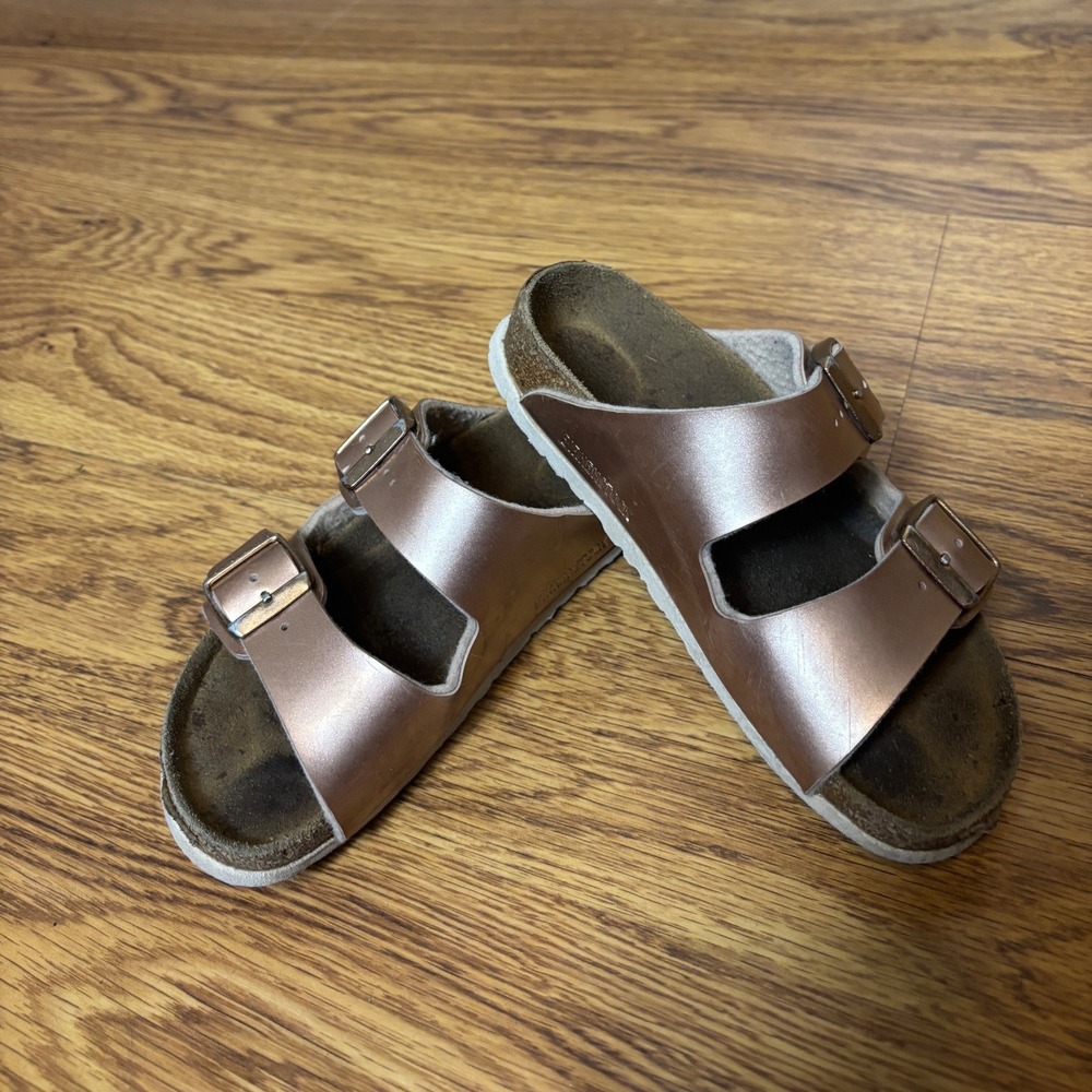 Birkenstock Arizona Kids Sandals Copper Metallic Rose Gold Size 28 EU